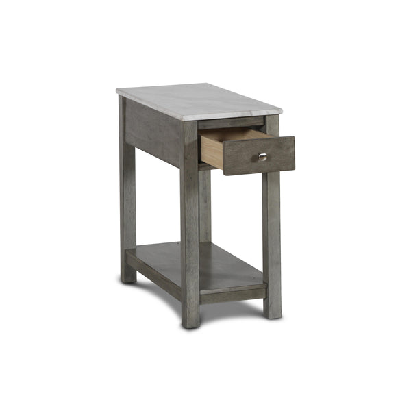 NOAH END TABLE WITH DRAWER-GRAY W/FAUX MARBLE TOP