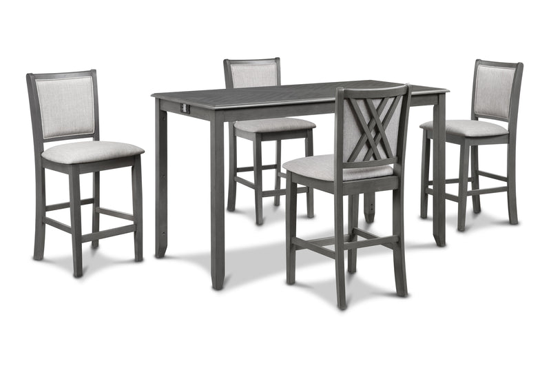 AMY 60" COUNTER TABLE+CHAIRS W/STG (5 PCS) -GRAY