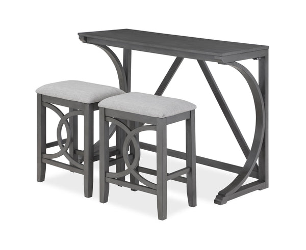 BELLA COUNTER TABLE & 2 STOOLS-GRAY