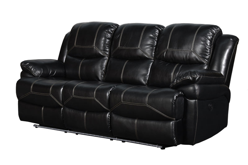 FLYNN SOFA W/LIGHTED BASE & PWR FR-BLACK