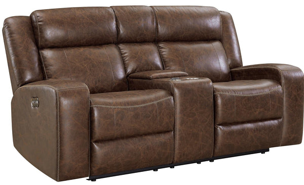 New Classic Furniture Atticus Console Loveseat With Power Footrest in Mocha image