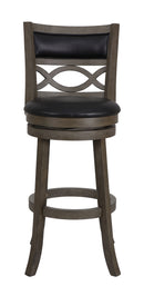 Manchester 29" Bar Stool W/Black Pu Cushions-Gray