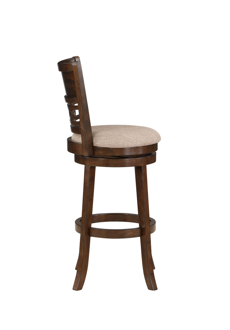Gia 29" Swivel Barstool-Cherry W/Brown Fabric Seat