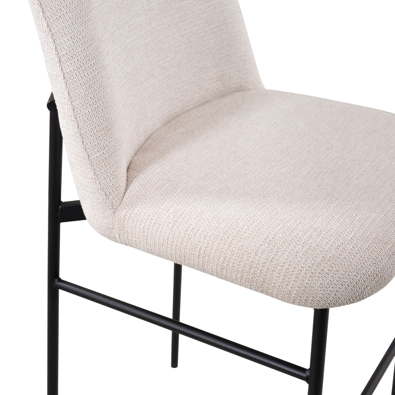 Erik Bar Chair W/ Black Metal Frame- Beige (2 Per Carton)