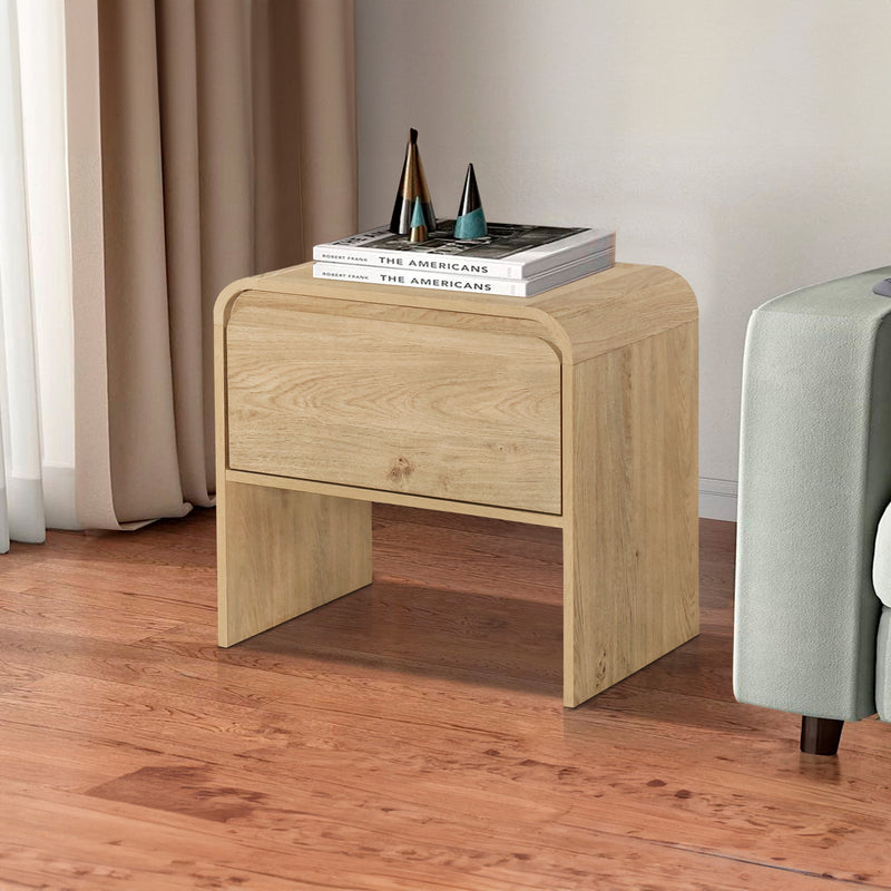 Mara One Drawer End Table / Bedside Table-Natural