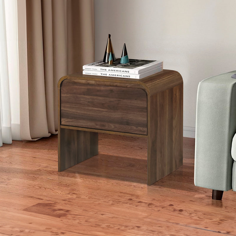 Mara One Drawer End Table / Bedside Table-Walnut