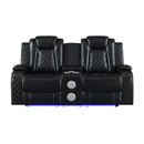 Orion Ii Console Loveseat W/ Dual Recliners-Black