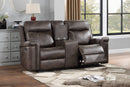 Quade Console Loveseat W/ Dual Recliners-Mocha