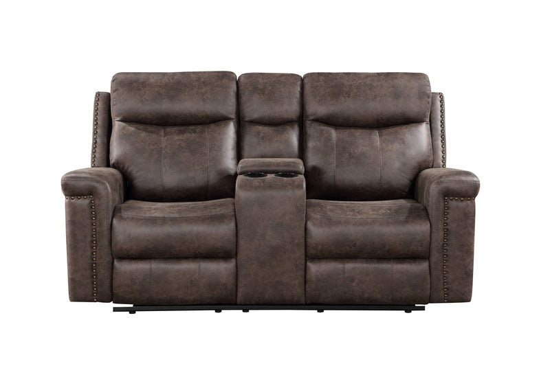 Quade Console Loveseat W/ Dual Recliners-Mocha