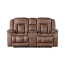 Morello Console Loveseat W/ Dual Recliners-Brown