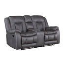 Morello Console Loveseat W/ Dual Recliners-Gray