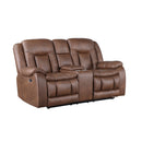 Morello Console Loveseat W/Pwr Fr-Brown