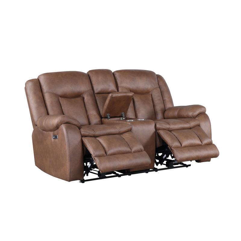 Morello Console Loveseat W/Pwr Fr-Brown