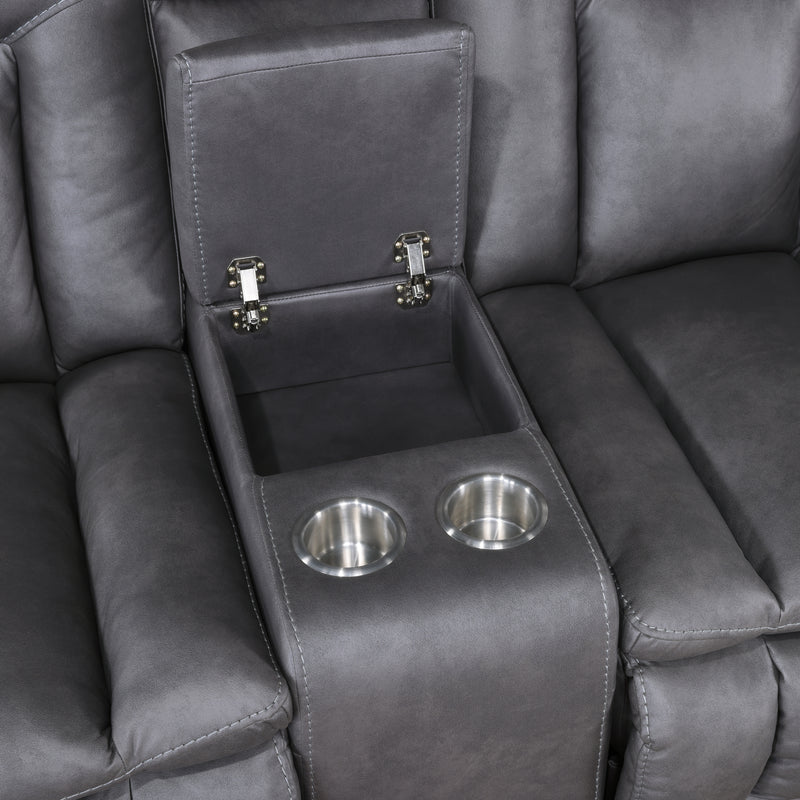 Morello Console Loveseat W/Pwr Fr-Gray