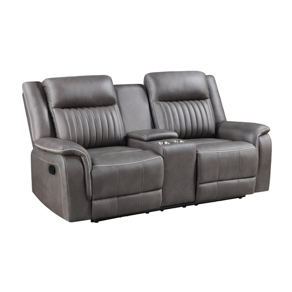 Enzo Console Loveseat W/ Dual Recliners--Gray