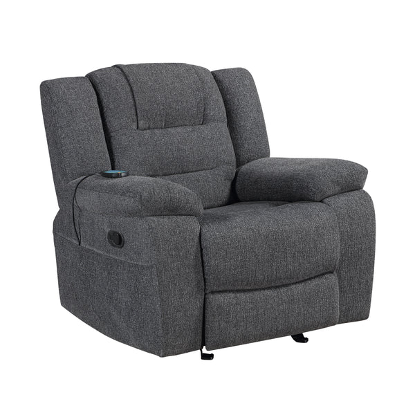 Redondo Glider Recliner W/Heat And Massage-Dk Gray