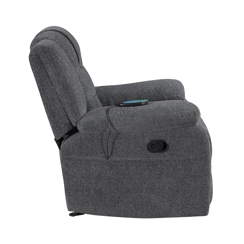 Redondo Glider Recliner W/Heat And Massage-Dk Gray