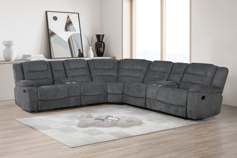 Redondo Laf Console Loveseat W/ 2 Recliners-Dk Gray