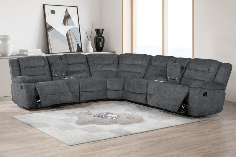 Redondo Laf Console Loveseat W/ 2 Recliners-Dk Gray