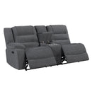 Redondo Laf Console Loveseat W/ 2 Recliners-Dk Gray