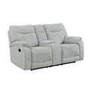 Chablis Reclining Console Loveseat-Mist Gray