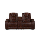 Chester Reclining Console Loveseat-Brown