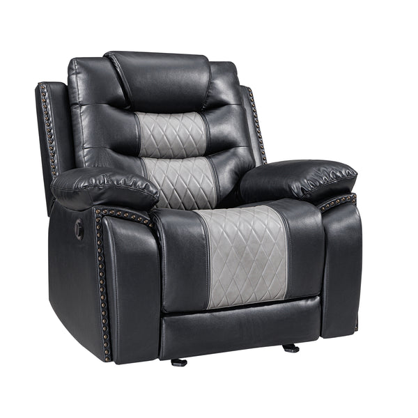 Nikko Glider Recliner W/Pwr Fr-Black/Gray