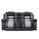 Nikko Console Loveseat W/ Dual Recliners-Black/Gray
