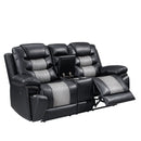 Nikko Console Loveseat W/ Dual Recliners-Black/Gray