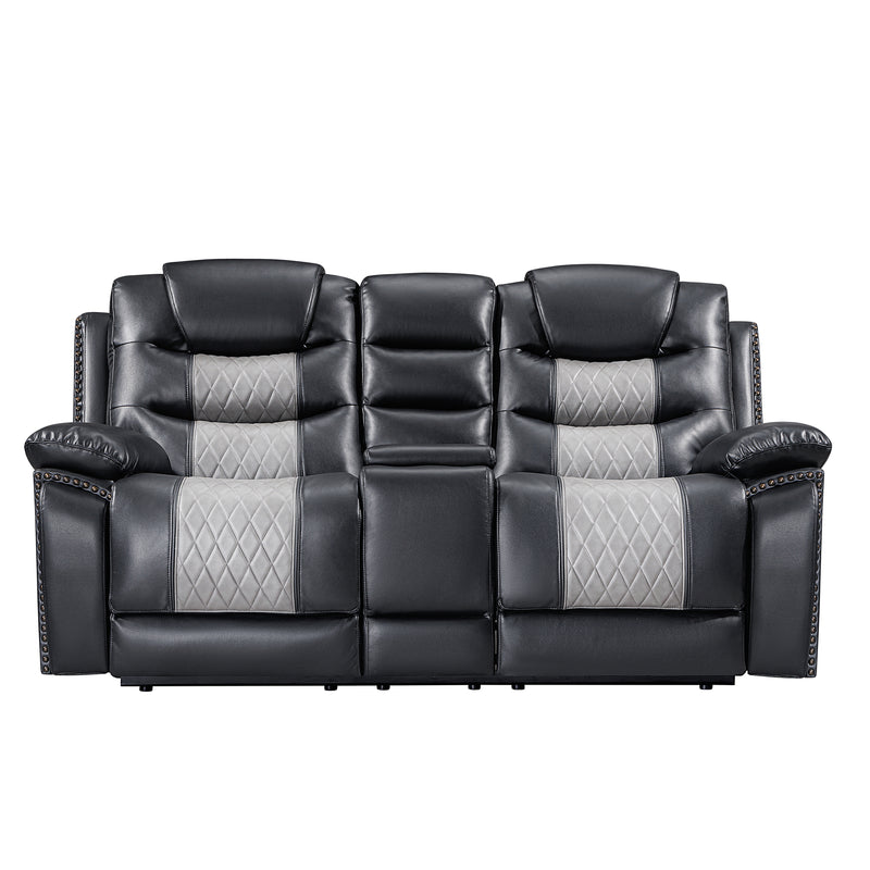 Nikko Console Loveseat W/Pwr Fr-Black/Gray