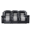 Nikko Sofa W/Dual Recliner-Black/Gray