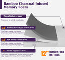 Nasturtium 12" E.King Bamboo Charcoal Infused Memory Foam
