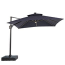 Aurora 10 Ft Square Umbrella w/ Double Top w/ LED Light + 37" Large Base