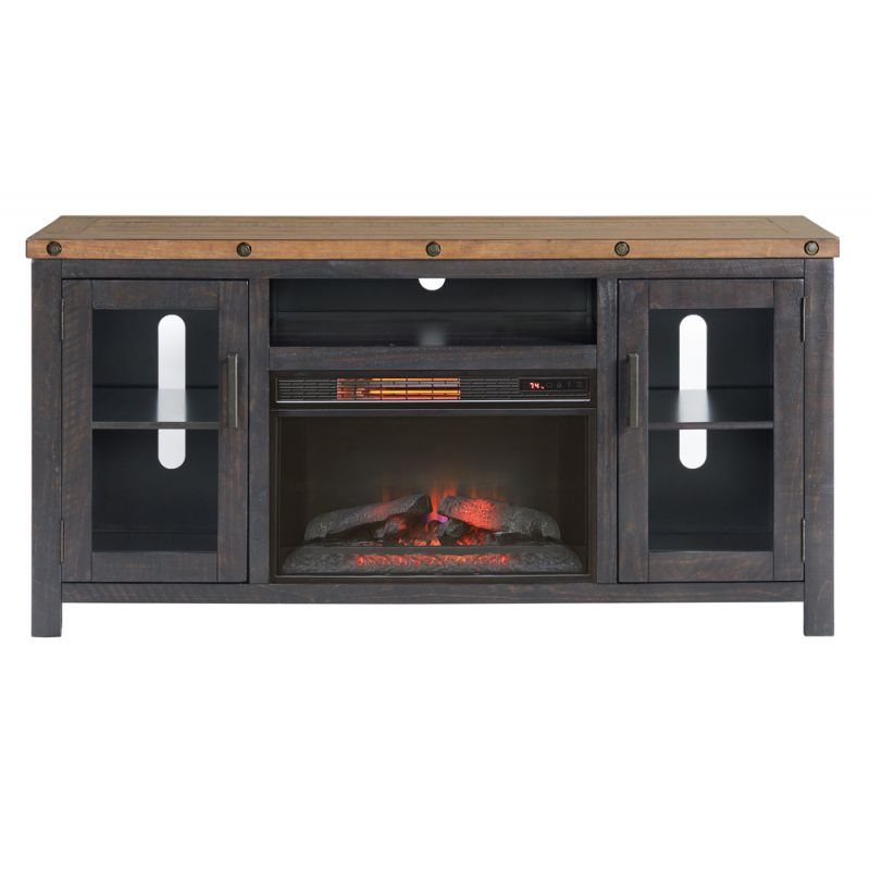 BOLTON TV STAND, BLACK STAIN AND NATURAL