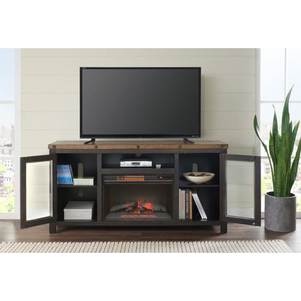 BOLTON TV STAND, BLACK STAIN AND NATURAL