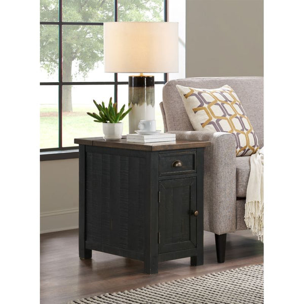 MONTEREY CHAIRSIDE TABLE WITH POWER, BLACK AND BROWN