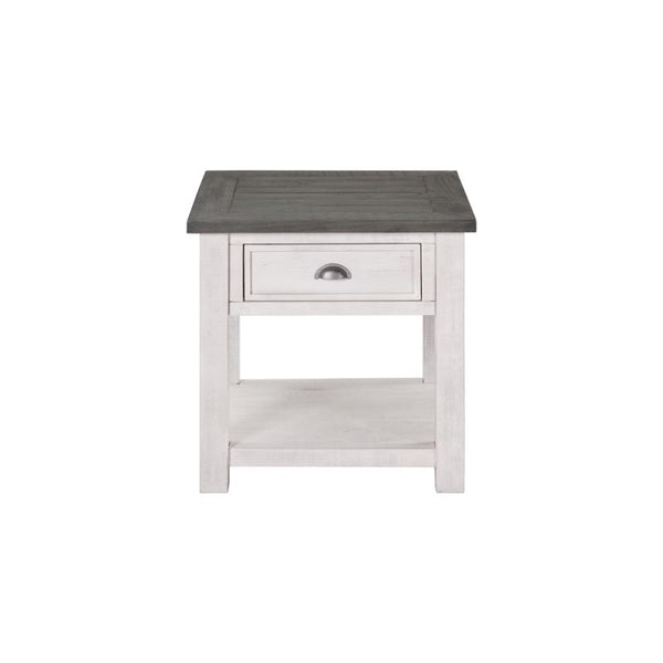 MONTEREY END TABLE, WHITE AND GREY