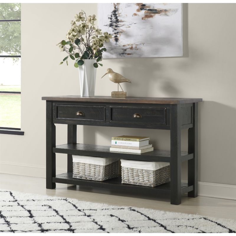 MONTEREY SOFA CONSOLE TABLE, BLACK AND BROWN