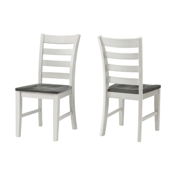MONTEREY SOLID WOOD DINING CHAIR (SET OF 2), WHITE STAIN AND GREY