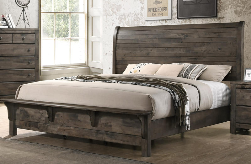 New Classic Furniture Blue Ridge Cal King Bed w/ Bench Footboard in Rustic Gray image