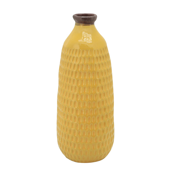 16" Dimpled Vase, Yellow image
