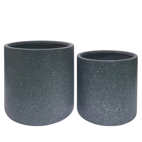 Resin, S/2 13/16"d Round Nested Planters, Gray image