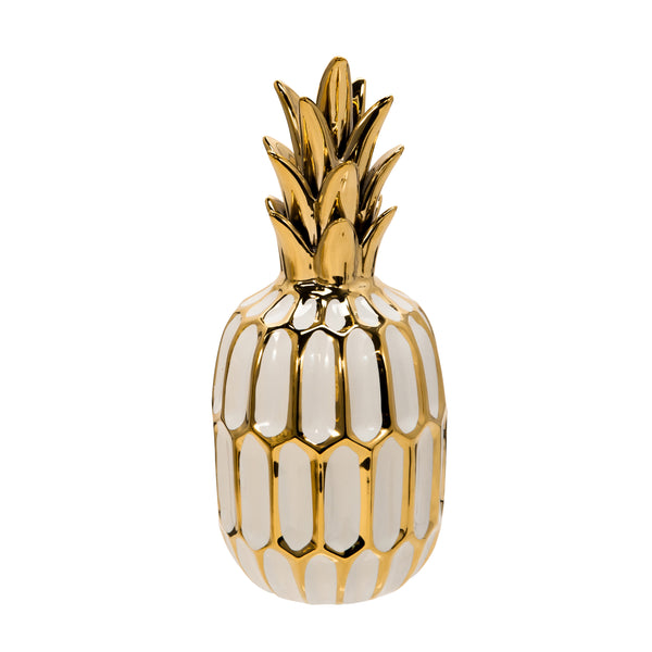 White/gold Ceramic Pineapple 9.75" image