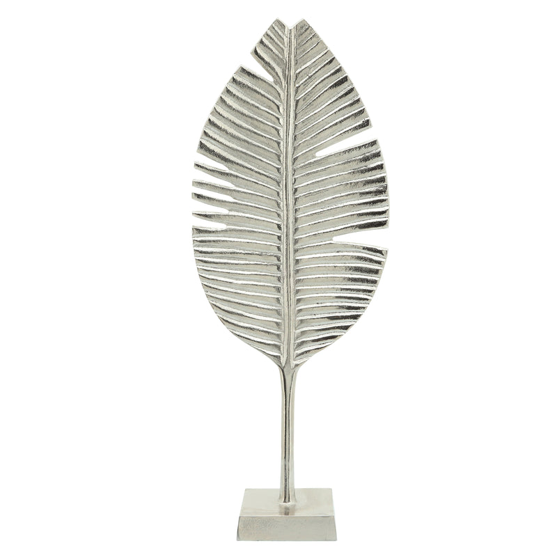 22"h Leaf With Metal Base, Silver image