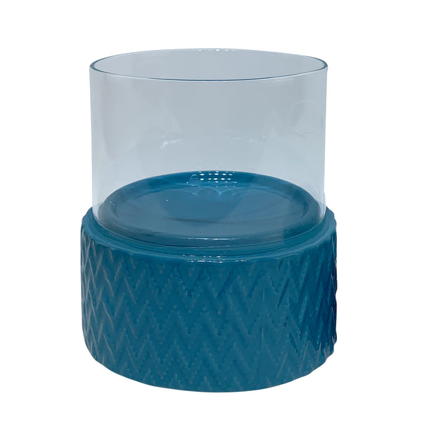 Turq Ceramic /glass 6" Pillar Holder, Chevron image