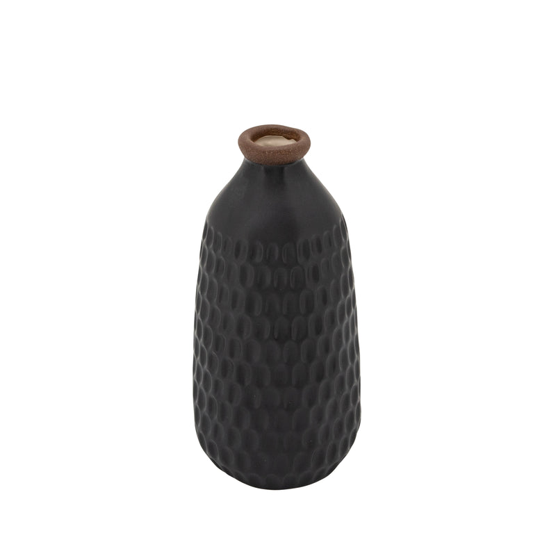 9" Dimpled Vase, Black image
