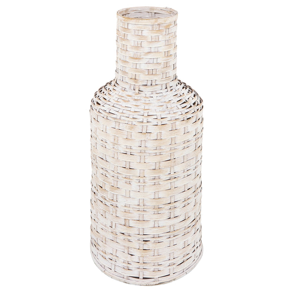 22"h Woven Vase, White image