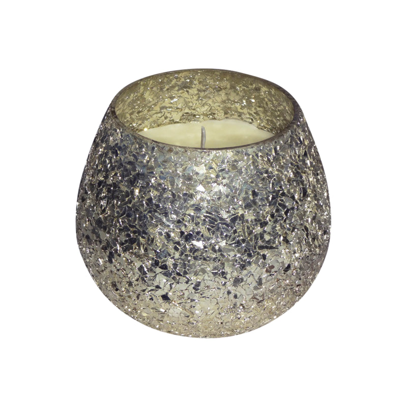 Candle On Silver Crackled Glass 11oz image