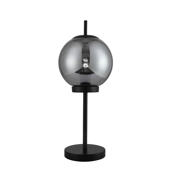 Metal 20" Table Lamp With Glass Smoke Color Shade image