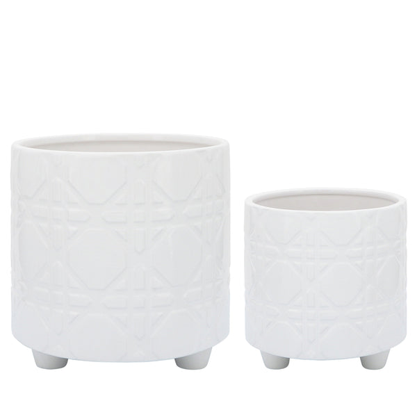 S/2 Hexagon Footed Planters 6/8", White image
